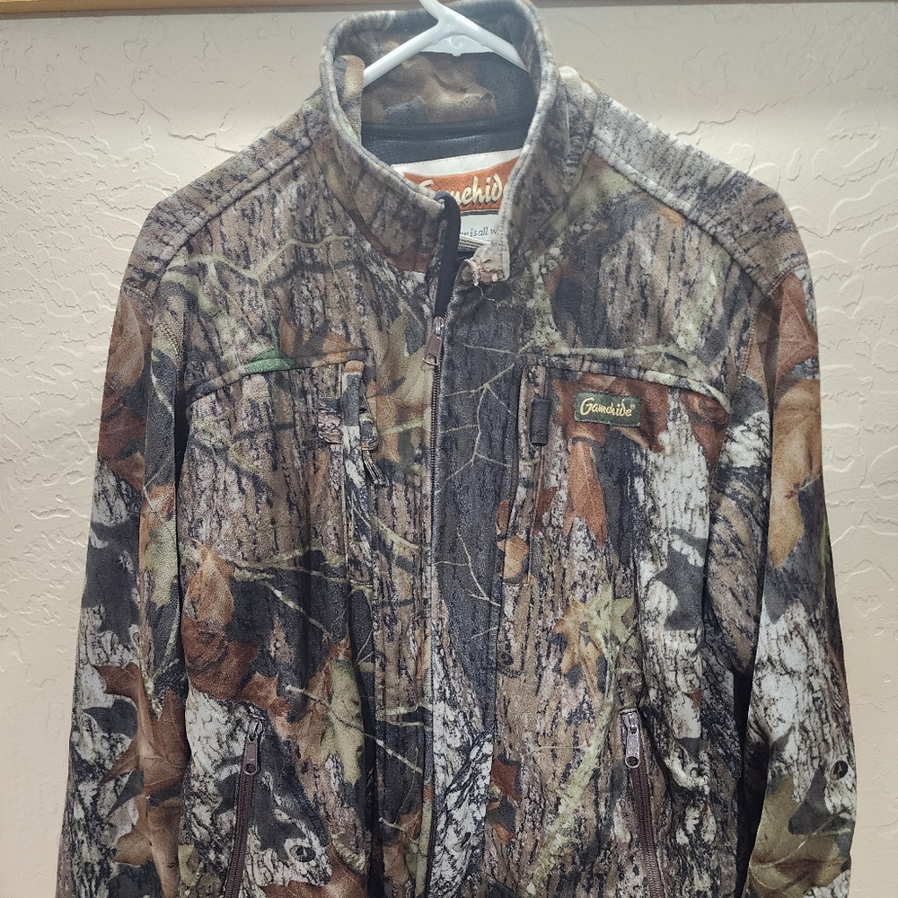 Vintage Gamehide Mossy Oak Camo Jacket Hyper Fleece Wind/Weather Proof Men's Med